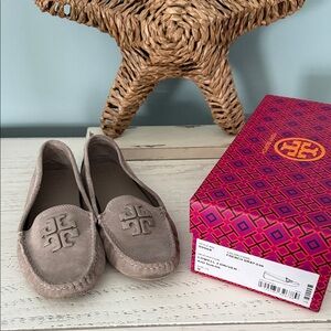 Tory Burch Lowell French Gray Suede Loafer Drivers